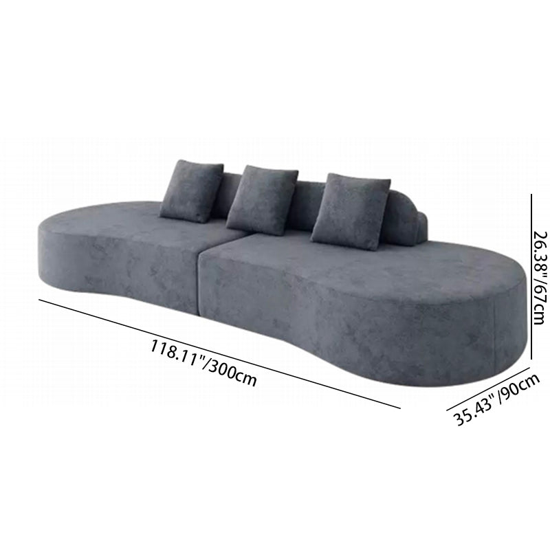 Contemporary Scandinavian Curved Streamline Fabric Sofa - Low Profile Accent Chair For Living Room Lumendat