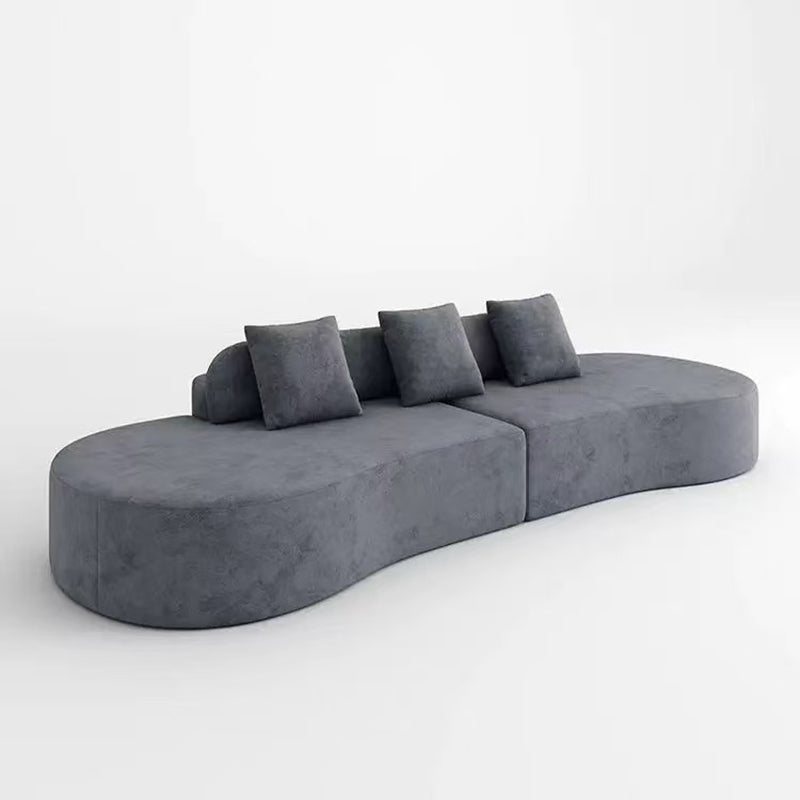 Contemporary Scandinavian Curved Streamline Fabric Sofa - Low Profile Accent Chair For Living Room Lumendat