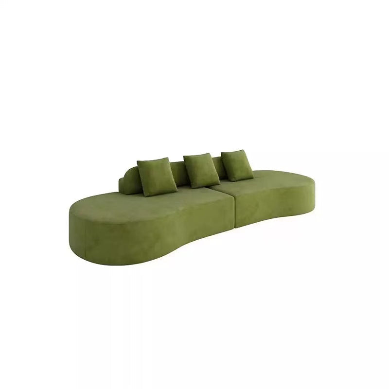 Contemporary Scandinavian Curved Streamline Fabric Sofa - Low Profile Accent Chair For Living Room Lumendat