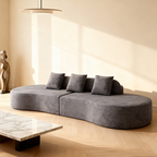 Contemporary Scandinavian Curved Streamline Fabric Sofa - Low Profile Accent Chair For Living Room Lumendat