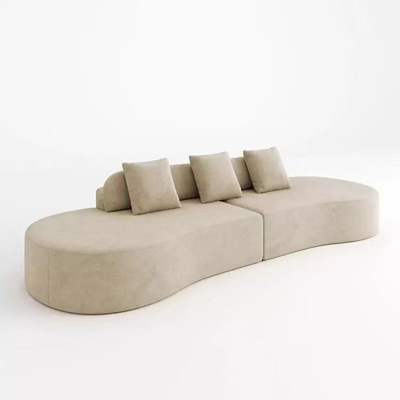 Contemporary Scandinavian Curved Streamline Fabric Sofa - Low Profile Accent Chair For Living Room Lumendat