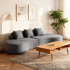 Contemporary Scandinavian Curved Streamline Fabric Sofa - Low Profile Accent Chair For Living Room Lumendat