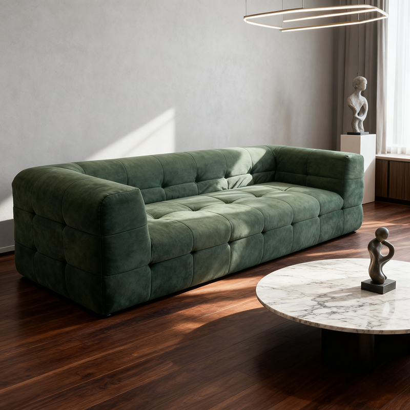 Modern Minimalist Fabric Compressed Sofa - Cube Tufted Vacuum Accent Sofa For Living Room Lumendat