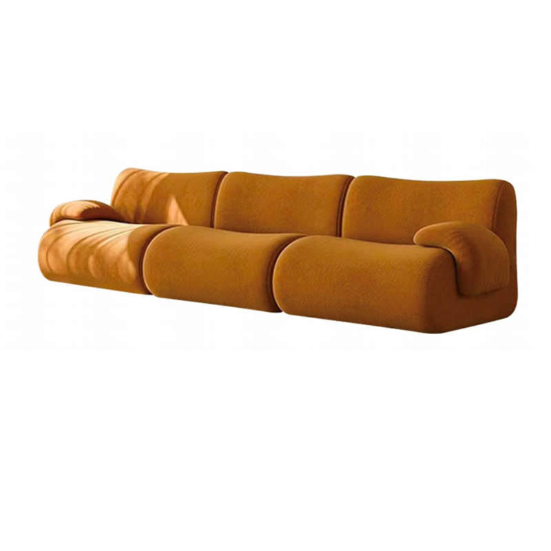 Contemporary Nordic Modular Fabric Compressed Sofa - Rounded 3-Section Accent Chair For Living Room Lumendat
