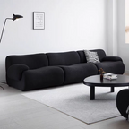 Contemporary Nordic Modular Fabric Compressed Sofa - Rounded 3-Section Accent Chair For Living Room Lumendat