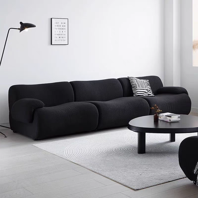 Contemporary Nordic Modular Fabric Compressed Sofa - Rounded 3-Section Accent Chair For Living Room Lumendat