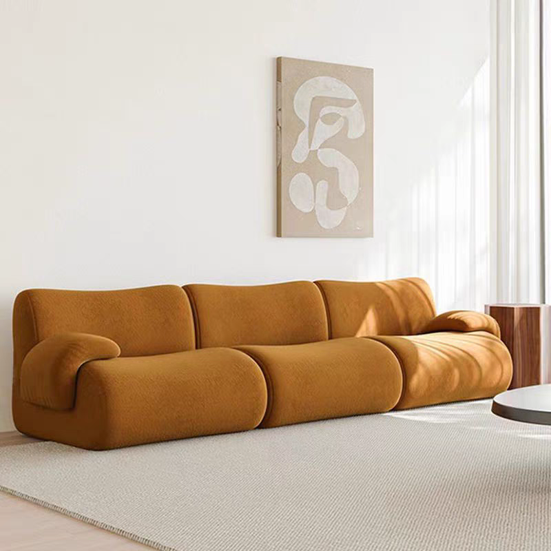 Contemporary Nordic Modular Fabric Compressed Sofa - Rounded 3-Section Accent Chair For Living Room Lumendat