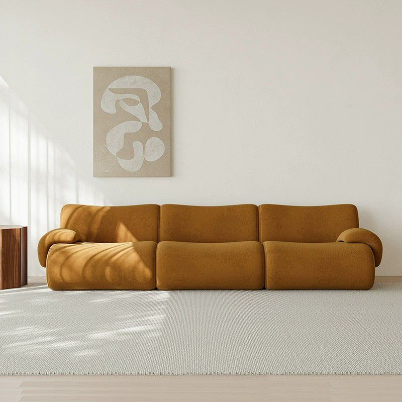 Contemporary Nordic Modular Fabric Compressed Sofa - Rounded 3-Section Accent Chair For Living Room Lumendat