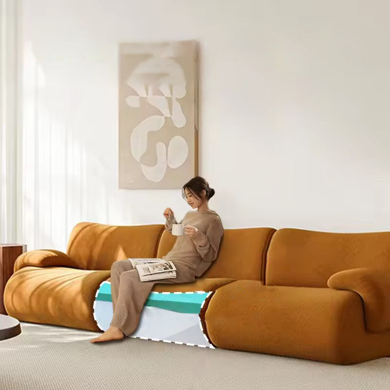 Contemporary Nordic Modular Fabric Compressed Sofa - Rounded 3-Section Accent Chair For Living Room Lumendat
