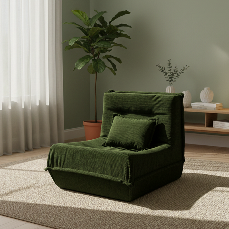 Contemporary Nordic Corduroy Compressed Single Sofa - No-Installation High-Density Sponge Accent Chair For Living Room Lumendat