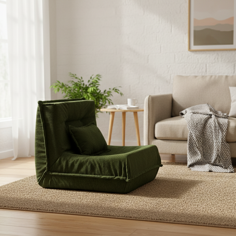 Contemporary Nordic Corduroy Compressed Single Sofa - No-Installation High-Density Sponge Accent Chair For Living Room Lumendat
