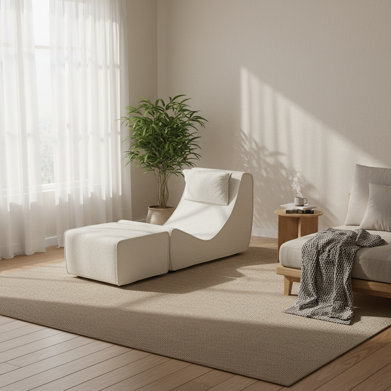 Modern Minimalist Compressed Sherpa Sofa - Wave-Shaped S-Curve Lounge Chair For Living Room Lumendat