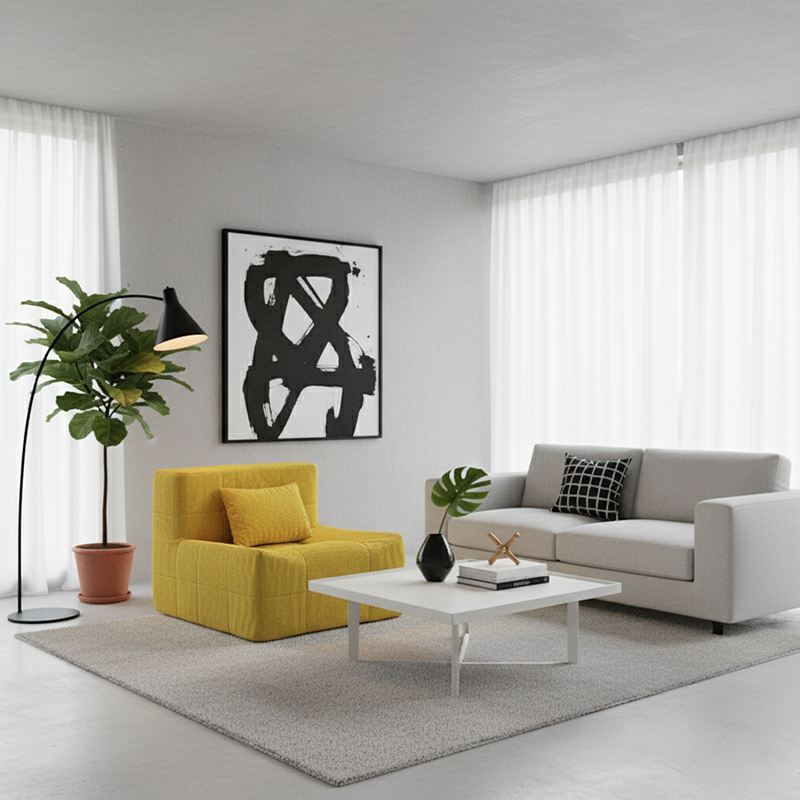 Contemporary Nordic Corduroy Compressed Accent Sofa - High-Density Sponge Lazy Sofa For Living Room Lumendat