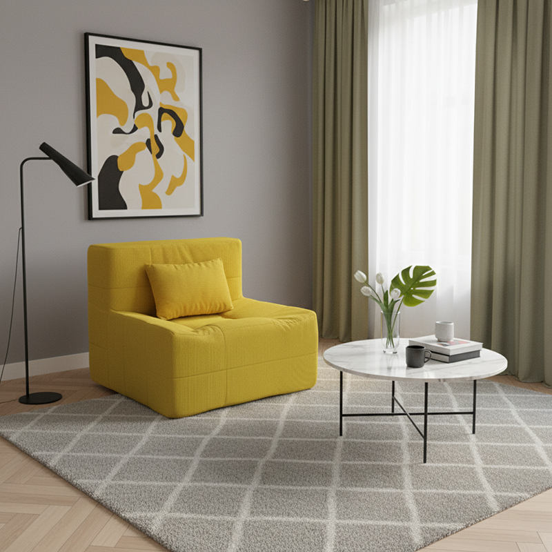 Contemporary Nordic Corduroy Compressed Accent Sofa - High-Density Sponge Lazy Sofa For Living Room Lumendat