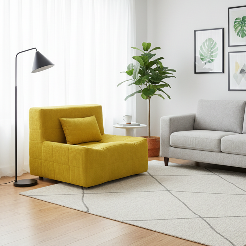 Contemporary Nordic Corduroy Compressed Accent Sofa - High-Density Sponge Lazy Sofa For Living Room Lumendat