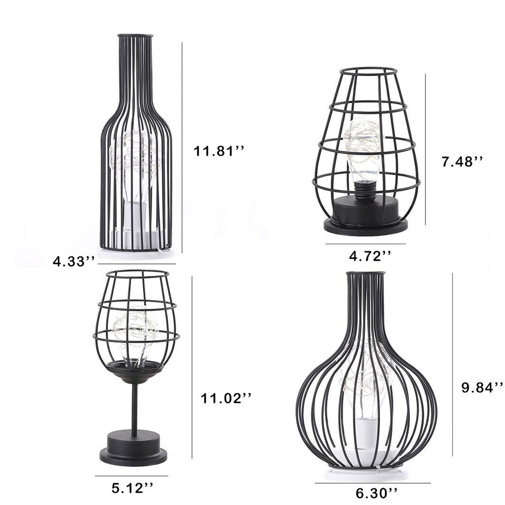 Retro Wrought Iron Wine Bottle Night Light Table Lamp Lumendat