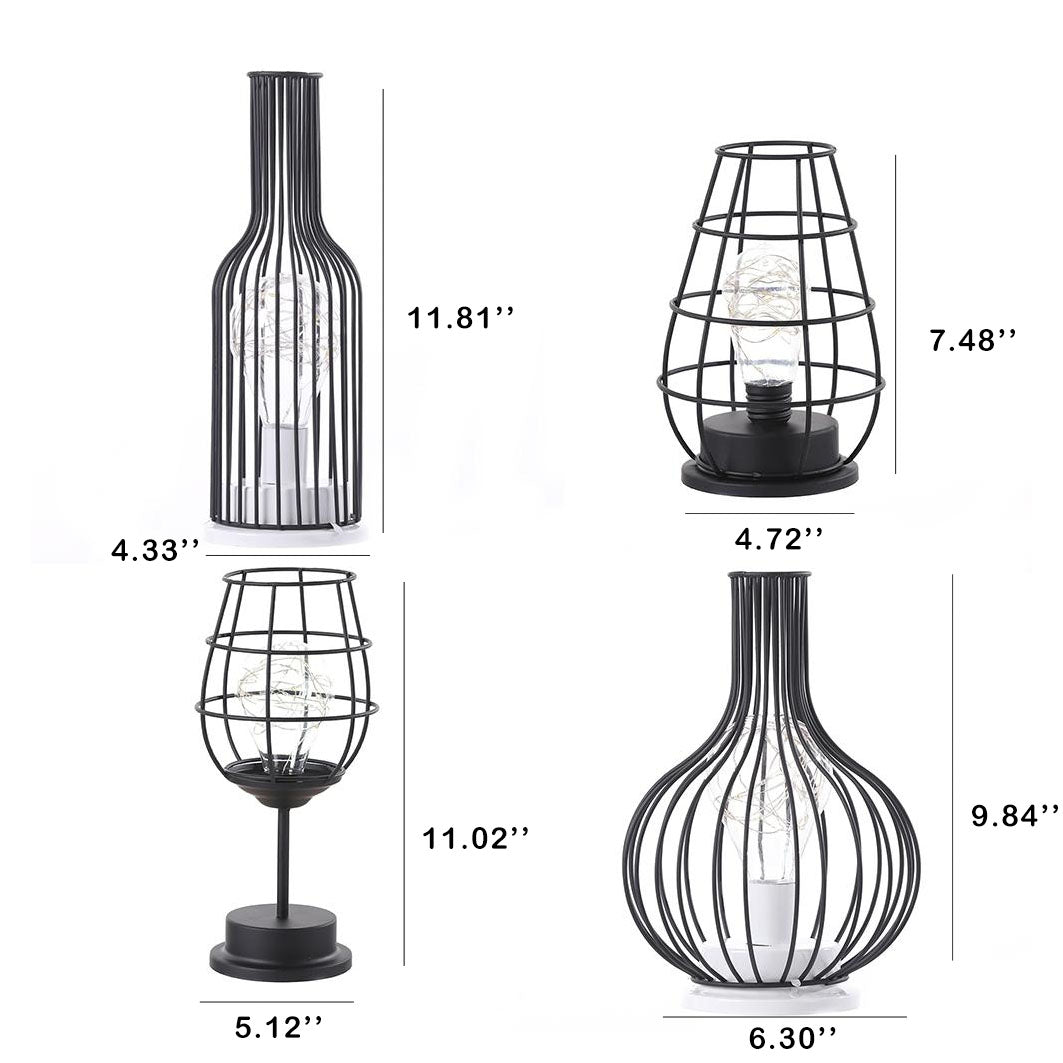 Retro Wrought Iron Wine Bottle Night Light Table Lamp Lumendat
