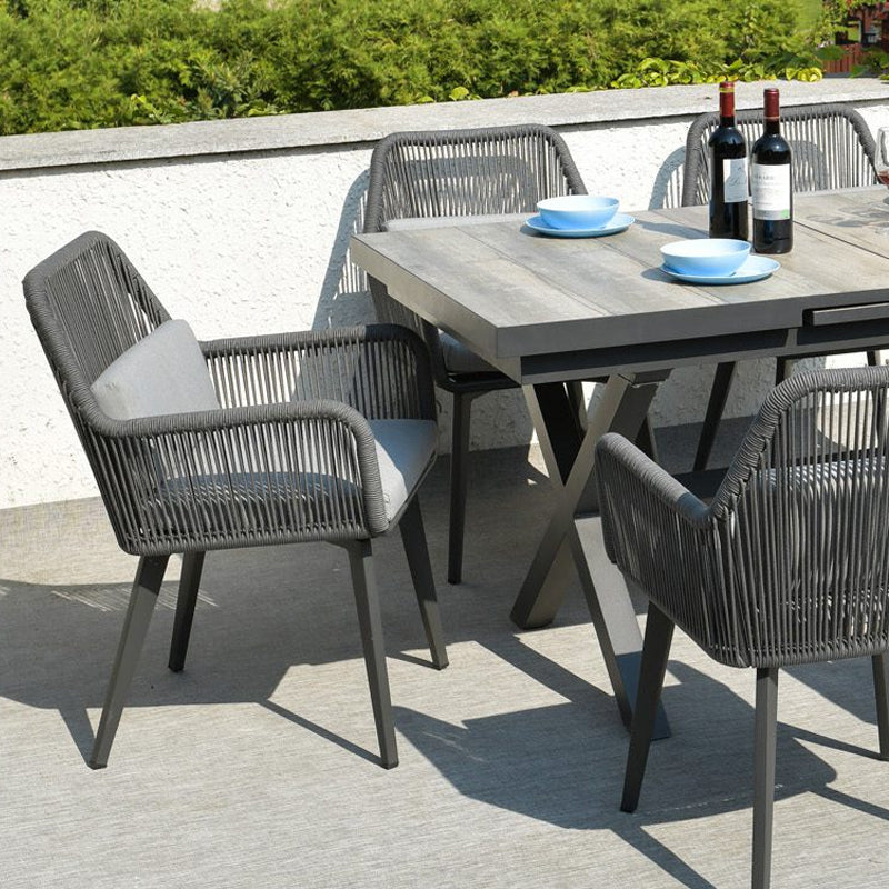 Coastal Style Outdoor Dining Chair - 1-Seater Sturdy Aluminum Frame For Outdoor Patio & Garden Lumendat