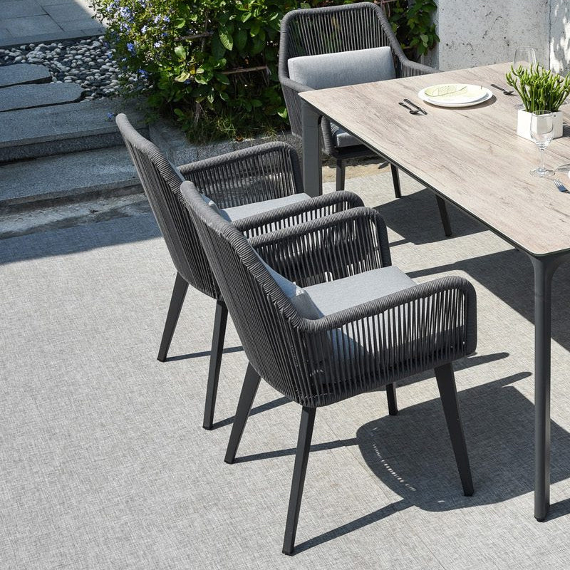 Coastal Style Outdoor Dining Chair - 1-Seater Sturdy Aluminum Frame For Outdoor Patio & Garden Lumendat