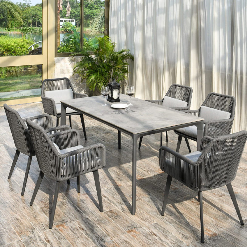 Coastal Style Outdoor Dining Chair - 1-Seater Sturdy Aluminum Frame For Outdoor Patio & Garden Lumendat