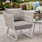 Fresh Vibe Coastal Outdoor Accent Chair - 1-Seater Weather-Resistant Outdoor Chair For Outdoor Patio & Garden Lumendat