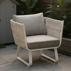 Fresh Vibe Coastal Outdoor Accent Chair - 1-Seater Weather-Resistant Outdoor Chair For Outdoor Patio & Garden Lumendat