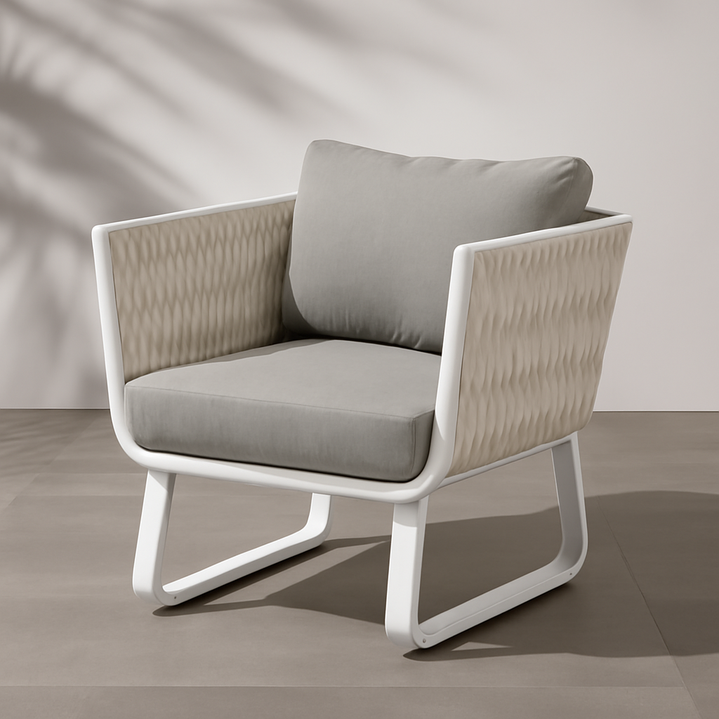 Fresh Vibe Coastal Outdoor Accent Chair - 1-Seater Weather-Resistant Outdoor Chair For Outdoor Patio & Garden Lumendat