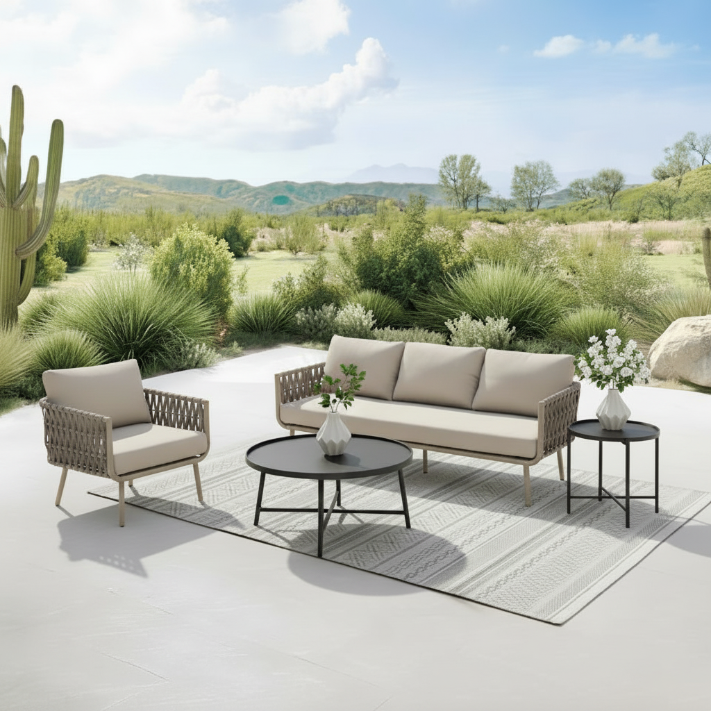 Waterproof Coastal-Inspired Aluminum Outdoor Sofa - 1/2/3-Seater For Garden & Balcony Lumendat