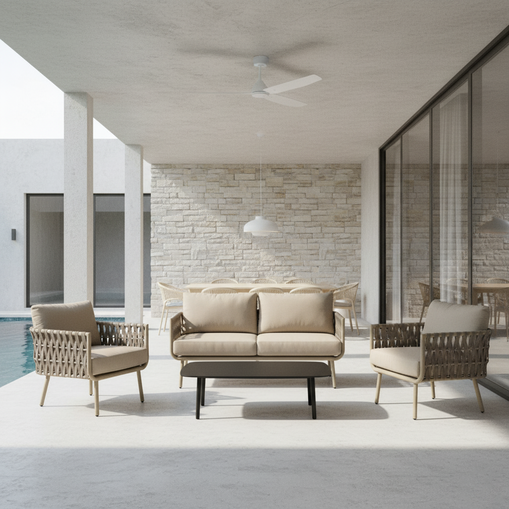 Waterproof Coastal-Inspired Aluminum Outdoor Sofa - 1/2/3-Seater For Garden & Balcony Lumendat