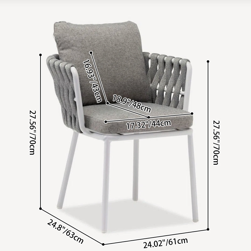 Contemporary Woven Rope Aluminum Outdoor Chair - Comfort Accent Chair For Garden Lumendat