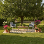 Contemporary Woven Rope Aluminum Outdoor Chair - Comfort Accent Chair For Garden Lumendat