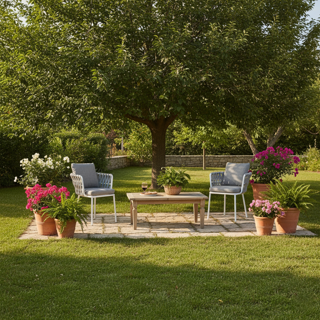 Contemporary Woven Rope Aluminum Outdoor Chair - Comfort Accent Chair For Garden Lumendat