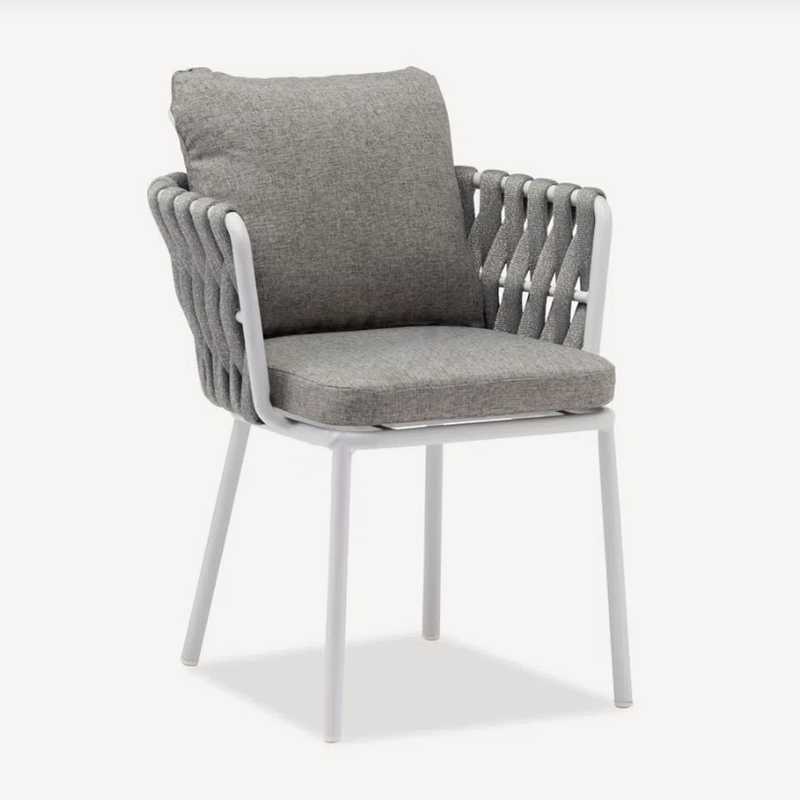 Contemporary Woven Rope Aluminum Outdoor Chair - Comfort Accent Chair For Garden Lumendat
