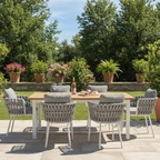 Contemporary Woven Rope Aluminum Outdoor Chair - Comfort Accent Chair For Garden Lumendat