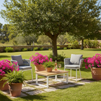 Contemporary Woven Rope Aluminum Outdoor Chair - Comfort Accent Chair For Garden Lumendat