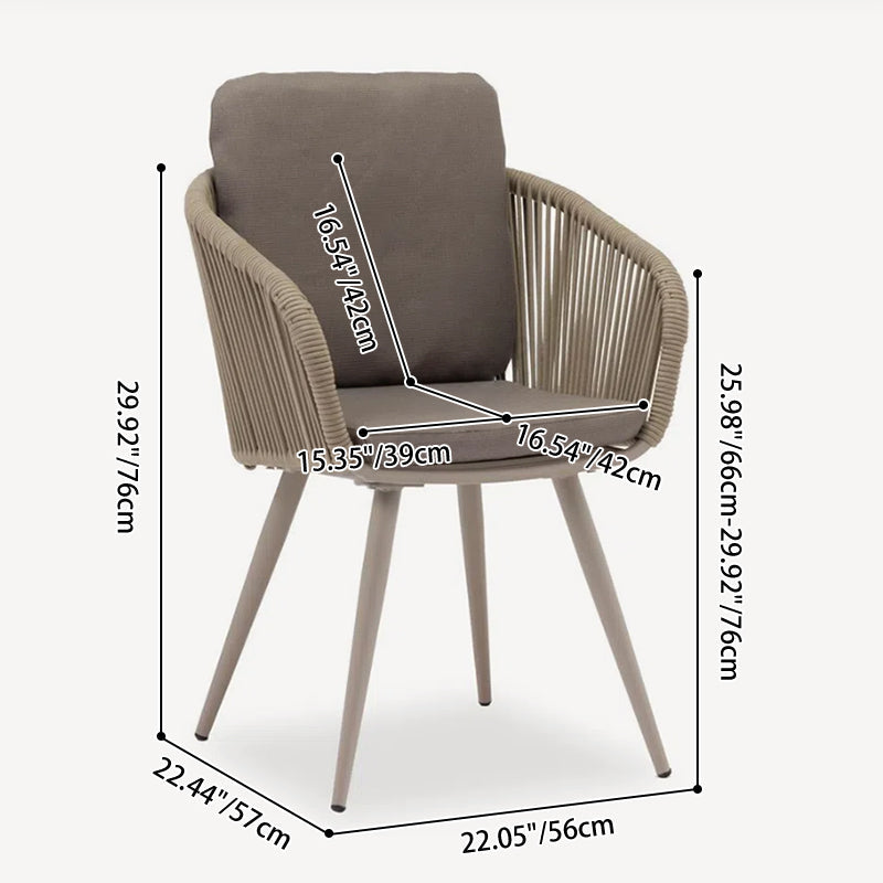 Contemporary Rope Woven Outdoor Dining Chair - Aluminum Frame Accent Armchair For Garden & Balcony Lumendat