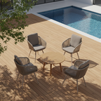 Contemporary Rope Woven Outdoor Dining Chair - Aluminum Frame Accent Armchair For Garden & Balcony Lumendat