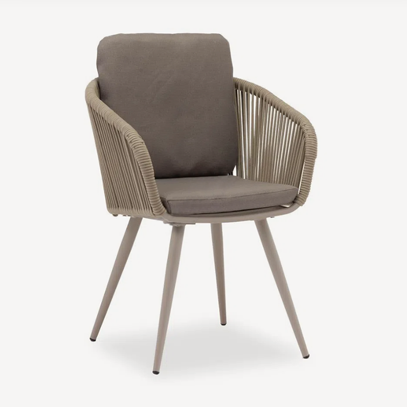 Contemporary Rope Woven Outdoor Dining Chair - Aluminum Frame Accent Armchair For Garden & Balcony Lumendat
