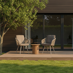 Contemporary Rope Woven Outdoor Dining Chair - Aluminum Frame Accent Armchair For Garden & Balcony Lumendat