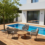 Contemporary Rope Woven Outdoor Dining Chair - Aluminum Frame Accent Armchair For Garden & Balcony Lumendat