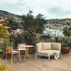 Minimalist Outdoor Teak & Aluminum Sofa - 1/2 Seater For Outdoor Patio & Garden Lumendat