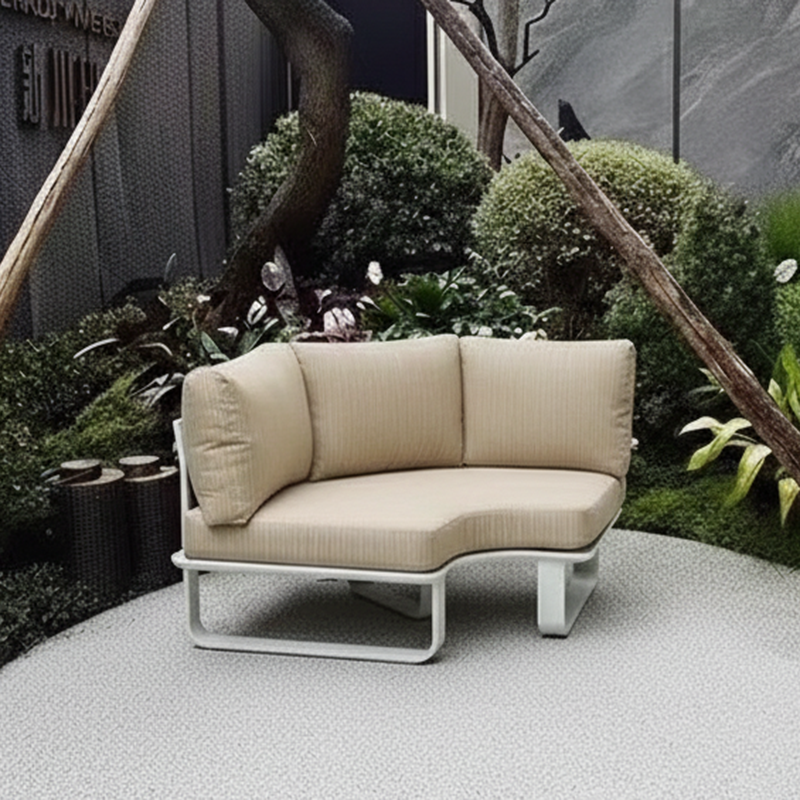 Minimalist Outdoor Teak & Aluminum Sofa - 1/2 Seater For Outdoor Patio & Garden Lumendat