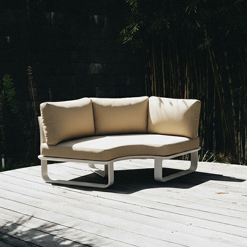 Minimalist Outdoor Teak & Aluminum Sofa - 1/2 Seater For Outdoor Patio & Garden Lumendat