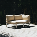 Minimalist Outdoor Teak & Aluminum Sofa - 1/2 Seater For Outdoor Patio & Garden Lumendat