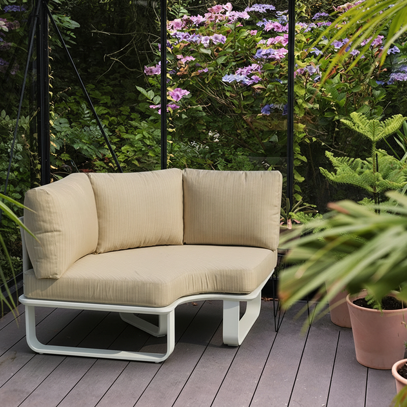 Minimalist Outdoor Teak & Aluminum Sofa - 1/2 Seater For Outdoor Patio & Garden Lumendat
