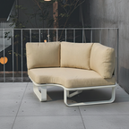 Minimalist Outdoor Teak & Aluminum Sofa - 1/2 Seater For Outdoor Patio & Garden Lumendat