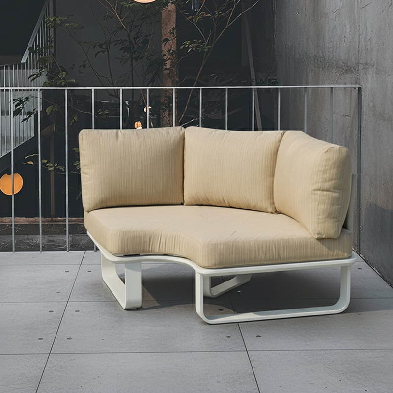 Minimalist Outdoor Teak & Aluminum Sofa - 1/2 Seater For Outdoor Patio & Garden Lumendat