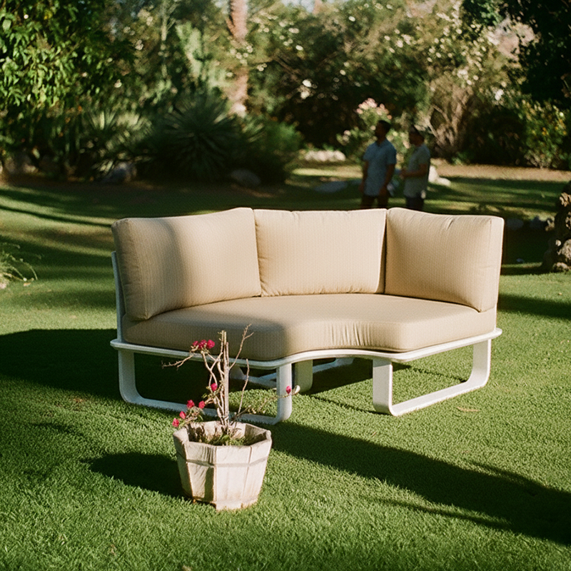 Minimalist Outdoor Teak & Aluminum Sofa - 1/2 Seater For Outdoor Patio & Garden Lumendat