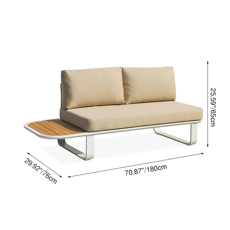 Minimalist Outdoor Teak & Aluminum Sofa - 1/2 Seater For Outdoor Patio & Garden Lumendat