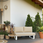 Minimalist Outdoor Teak & Aluminum Sofa - 1/2 Seater For Outdoor Patio & Garden Lumendat
